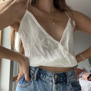 Brandy Melville white lace tank top